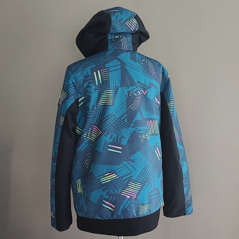 Obermeyer Teen Gage Radio Wave Patterned Hooded Ski/Snowboard Jacket Sz Teen XL - Picture 7 of 13